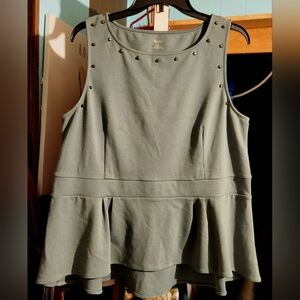 Mossimo Studded Sleeveless Peplum Top - Green size XXL